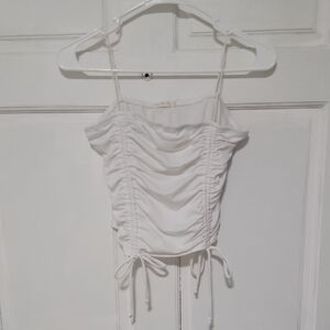 Heart & Hips Limited Edition Elegant White Ruched Women's Top Casual Sexy Cute
